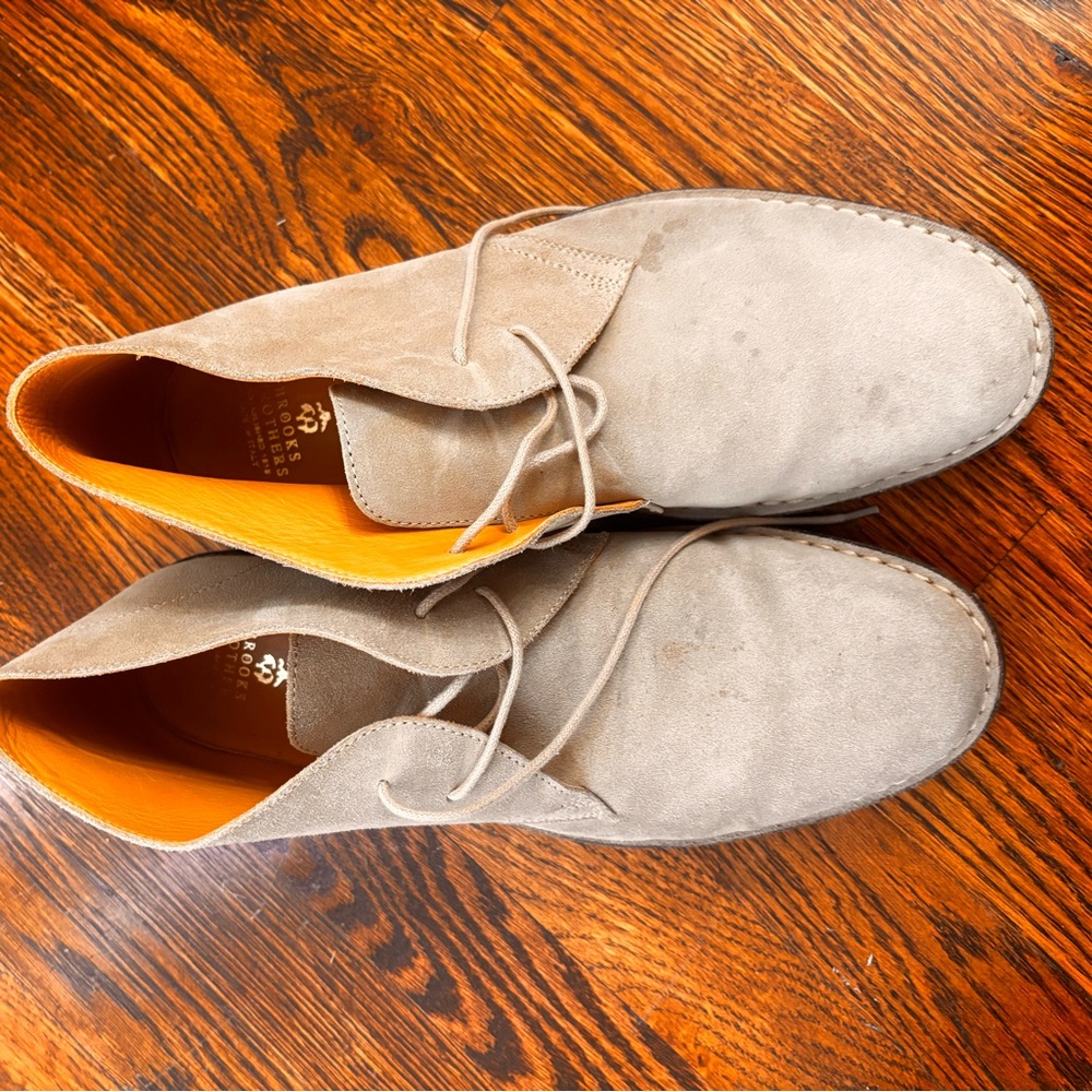 Brooks & brothers Men's Beige chakka Suede Lace-Up boots